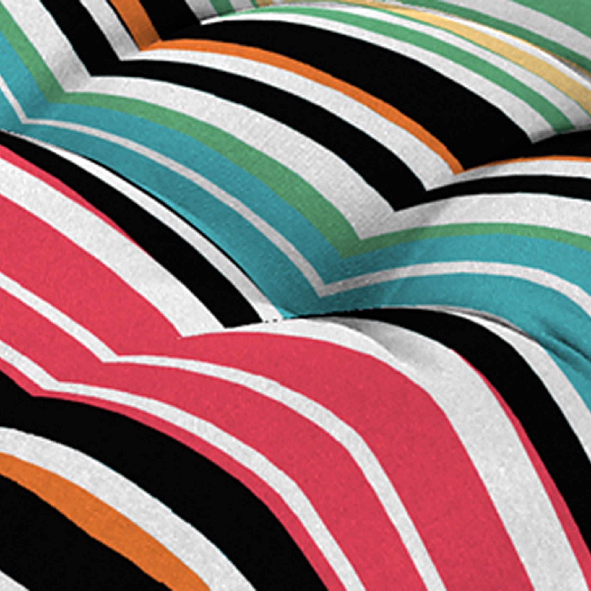 Jordan Manufacturing 18" x 17" Mercer Citrus Multicolor Stripe Rectangular Tufted Outdoor Wicker Seat Cushion with Ties (2 Pack)