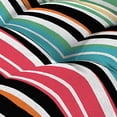 thumbnail image 6 of Jordan Manufacturing 18" x 17" Mercer Citrus Multicolor Stripe Rectangular Tufted Outdoor Wicker Seat Cushion with Ties (2 Pack), 6 of 11