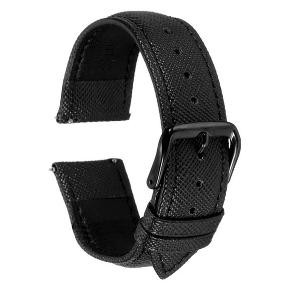 Uxcell Leather Watch Bands 22mm Thin Grain Replacement Cowhide Leather Strap Women Men Watch Strap, Black