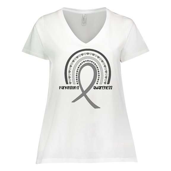 Inktastic Parkinson's Awareness Ribbon Rainbow Women's Plus Size V-Neck T-Shirt