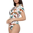 thumbnail image 2 of Daiia Colorful Butterfly print Women's Crew Neck Short Sleeve Bodysuit Fashion Tops Fit Casual Basic Extender Bodysuit-Medium, 2 of 9