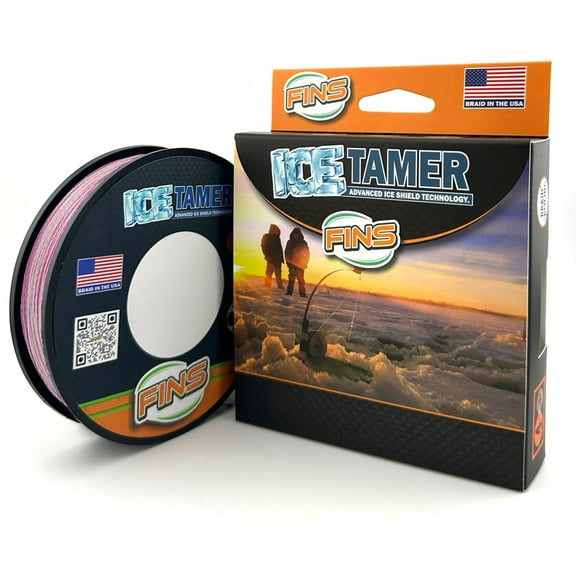FINS Braids Icetamer Sub-Zero Non-Icing Micro Diameter Braided Ice Fishing Line Metered 4 lb 150 Yds