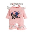 thumbnail image 1 of Infant Baby Girl Easter Clothes My 1st Easter Long Sleeves Ruffle  Neck Ruffle Romper Bow Headband, 1 of 9
