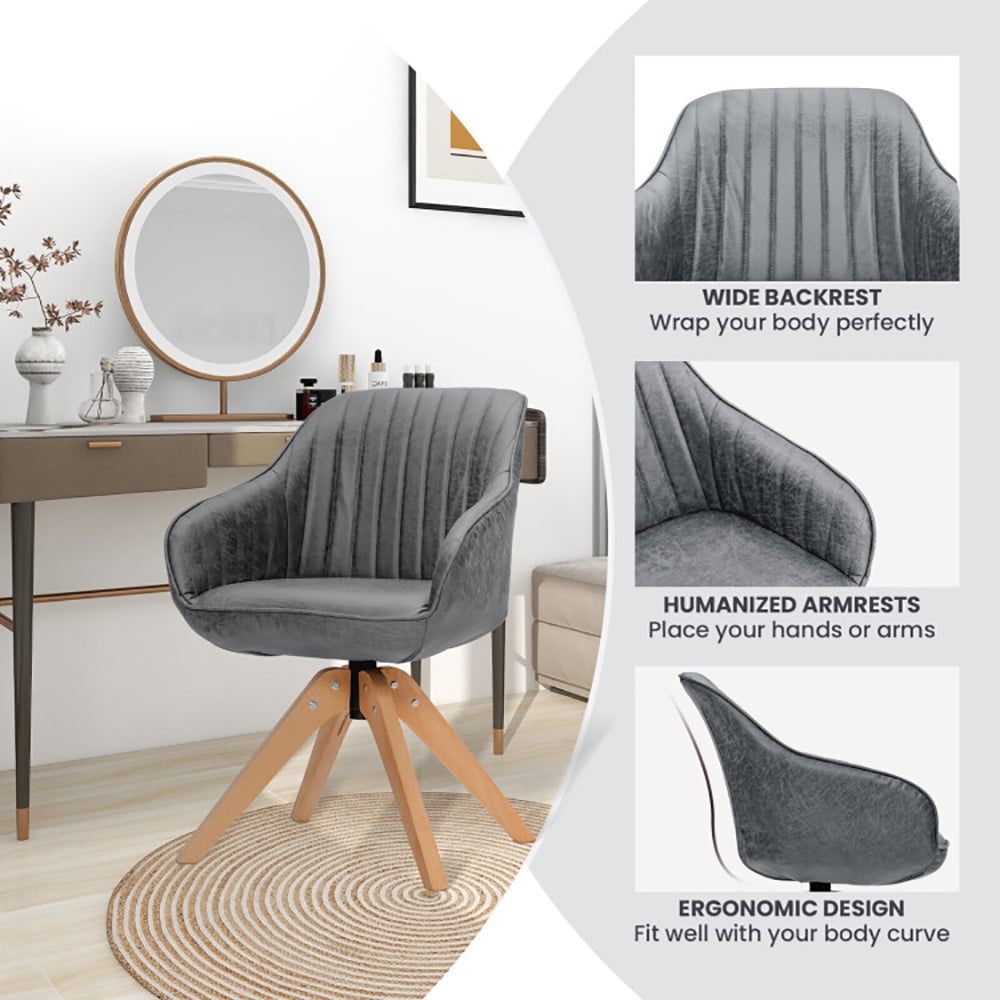 Finihen Accent Chair, Set of 2 Swivel Accent Chair, Modern Leathaire Set of 2 Swivel Accent Chair with Beech Wood Legs, for Living Room, Bedroom, Gray Finihen Accent Chair, Set of 2 Swivel Accent Chair, Modern Leathaire Set of 2 Swivel Accent Chair with Beech Wood Legs, for Living Room, Bedroom, Gray