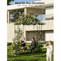 Accreate 8.8FT Black Metal Garden Arbor - Birdcage Wedding Arch for Outdoor Ceremonies, Sturdy Steel Pergola for Climbing Roses & Vines, Decorative Pavilion for Patio, Backyard Decor