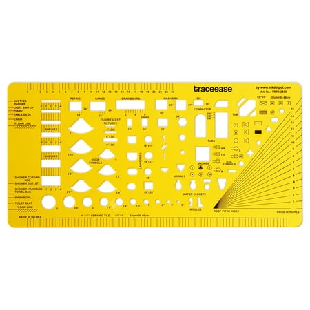 Traceease Architectural House Plan Stencil, Kitchen & Bath Furnishing Symbols Template, Drawing Stencil for Professionals, 39.3 cmx 19.6 cm