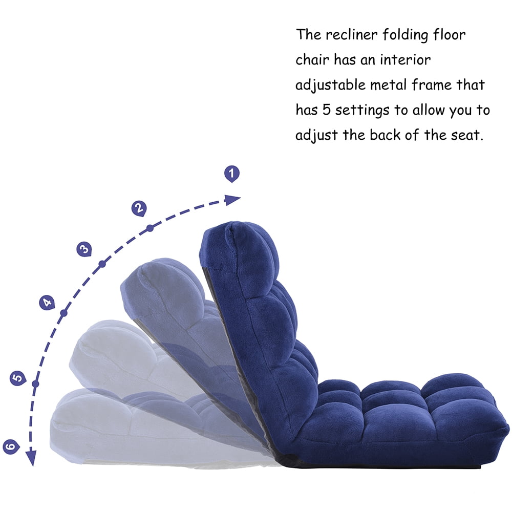 Kepooman Fabric Folding Lazy Sofa Chair, Adjustable Floor Sofa Chair, Lazy Gaming Sofa Chair, Blue Kepooman Fabric Folding Lazy Sofa Chair, Adjustable Floor Sofa Chair, Lazy Gaming Sofa Chair, Blue