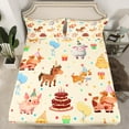 thumbnail image 3 of Feelyou Cartoon Animal Teens Twin Sheet Sets, Cute Cat Horse Cow Twin Fitted Sheet, Birthday Party Theme Flat Sheet, Microfiber Bedroom Decor, 3 Pieces, 3 of 8