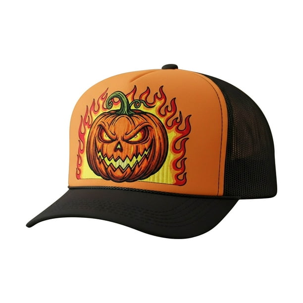 Gorra De Camionero 1 gorra de camionero de Halloween para adultos, accesorio de disfraz de temporada espeluznante con diseño clásico naranja Yulucky