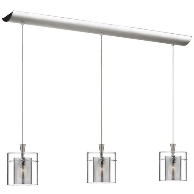 Radionic Salut Tech PEN-DLSL309-34L-CM-SC-RHT Industrial Chic 3 Lumière Pendentif Horizontal avec Verre Clair et Maille Chromée
