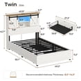 thumbnail image 4 of Mabor Twin Size Farmhouse Bed Frame with Charging Station and LED Light, Platform Storage Beds with Headboard&4 Drawers for Bedroom, White, 4 of 7