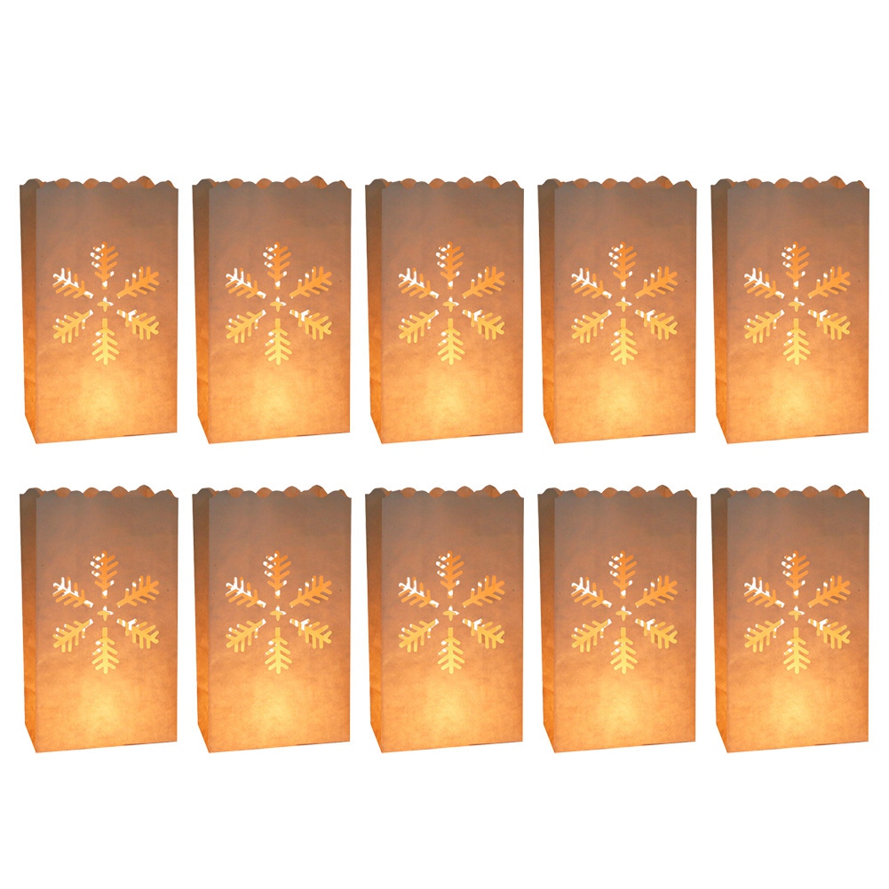 10 PCS White Luminary Bags, Flame Resistant Candle Bags, Stars Design Luminaries for Wedding
