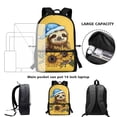 thumbnail image 6 of Yuyamidu Sunflower Sloth Bookbag for Kids Cute Yellow Backpack for School Girls School Bags 10-12 Years Old Elementary School Backpacks with Padded Shoulder Straps, 6 of 6