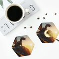 thumbnail image 4 of Lsque Seaside Sunset Cool Dragon Pattern 4" Drink Coasters Set of 4, PVC Leather Absorbent Coasters, Table Coaster Set Decorative Coffee Cup Coasters Housewarming Gift -Hexagon, 4 of 6
