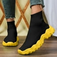thumbnail image 2 of Womens Mens High Top Fashion Sneakers Slip on Socks Shoes Casual Comfortable Knitted Chunky Walking Shoes, 2 of 5