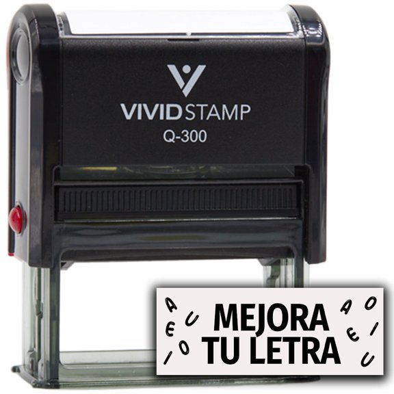 Vivid Stamp Mejora tu Letra Spanish School Self-Inking Rubber Stamps (Black Ink) - Q-300