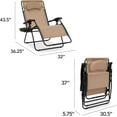 thumbnail image 2 of ZYPPP Oversized Zero Gravity Chair, Folding Outdoor Patio Lounge Recliner w/Cup Holder Accessory Tray, Pillow - Tan, 2 of 8