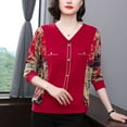 thumbnail image 3 of Otoño e invierno Nueva camiseta de manga larga de mamá con solapa Camisa de fondo de mediana edad y mayores Camiseta de estilo occidental de primavera y otoño, 3 of 5