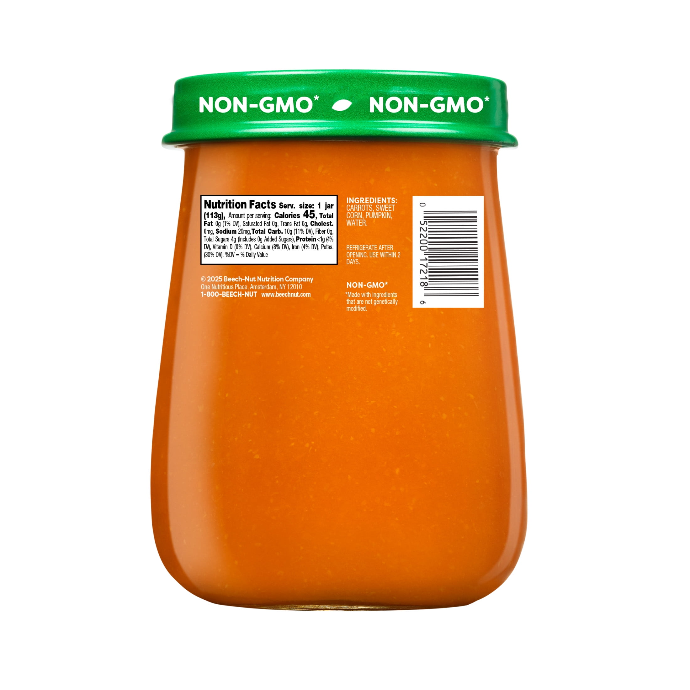 (10 pack) Beech-Nut Naturals Stage 2 Baby Food, Carrots Sweet Corn & Pumpkin, 4 oz Jar