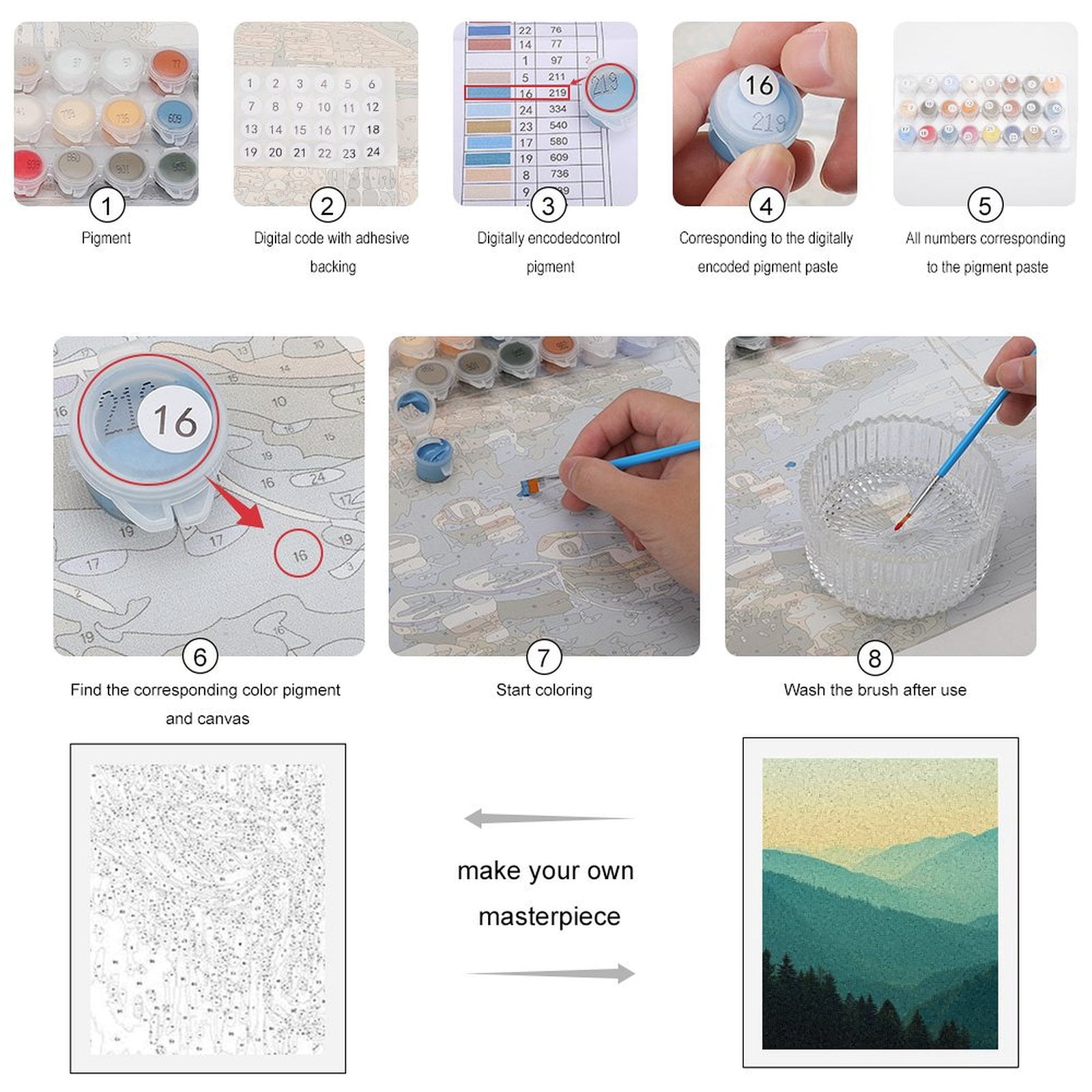 Paint by Numbers Kit for Adults, Misty Mountain Layers Sunrise Paint by Numbers, Easy Paint by Numbers Kit for Adults Beginner, DIY Adult Paint by Number Kits on Canvas, 12x16in Home Decor
