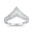 thumbnail image 2 of Chevron Midi V Ring Lab Created White Opal Round CZ 925 Sterling Silver Size 5, 2 of 2