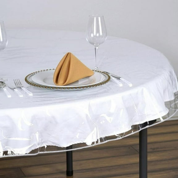70" Round Crystal Clear Vinyl Tablecloth Protector Plastic Table Cover fits 40X80