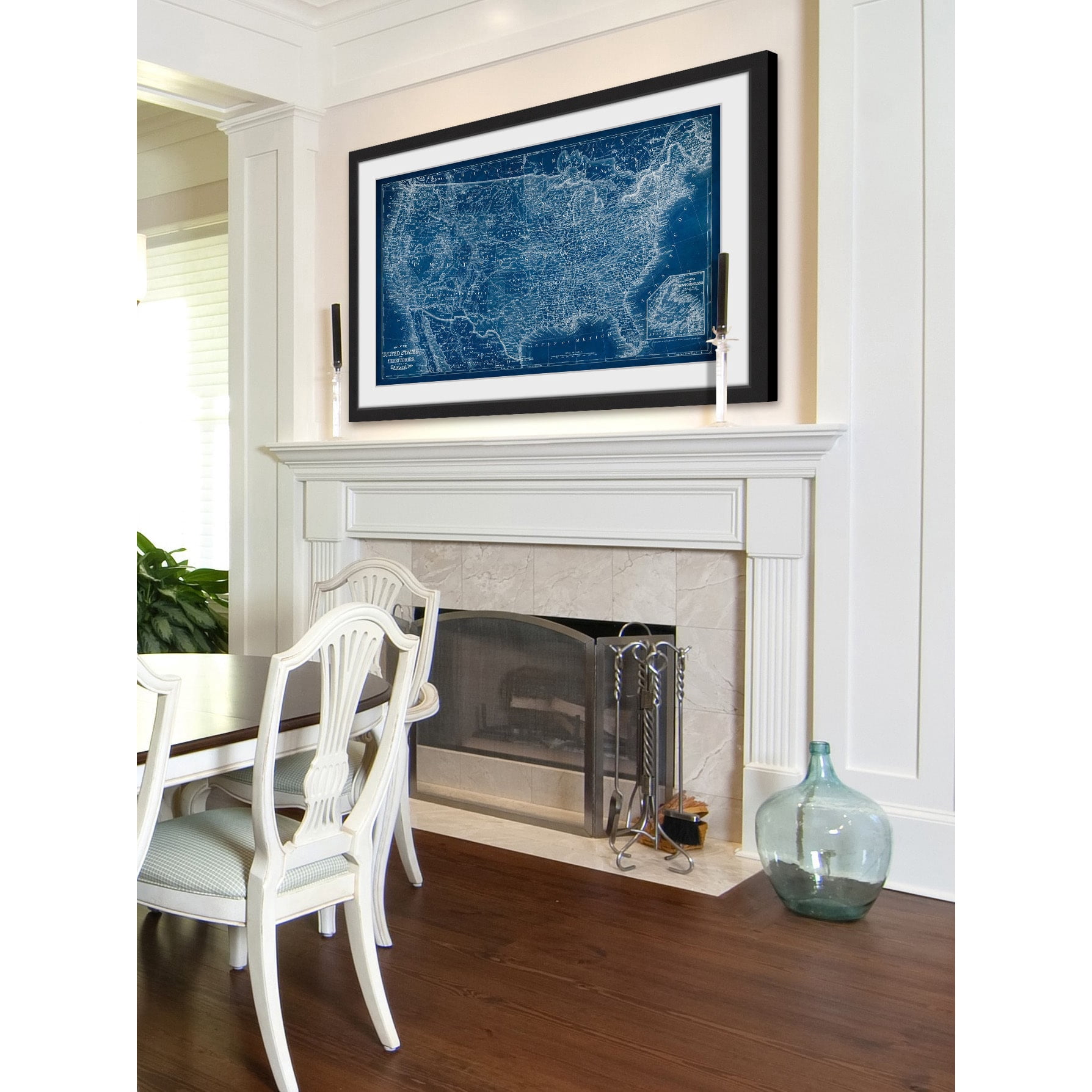"US Map Blueprint" Framed Painting Print