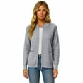 thumbnail image 5 of Stichou Women's Zipper Knitted Jacket Zip Up Sweaters Long Sleeve Casual Loose Outwear with Pockets Gray L, 5 of 8