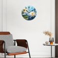 thumbnail image 2 of 12 Inch Wall Clock Battery Operated Silent Clock Decorative for Office, Kitchen, Outdoor, Living Room，Floral Water Lily Dragonfly Painting in Aqua Blue Abstract Drawing, 2 of 4
