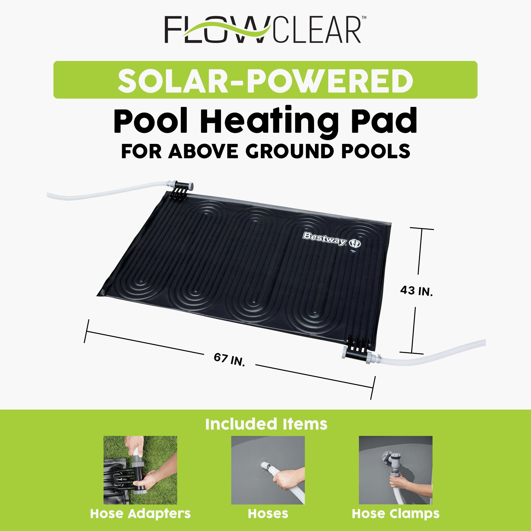 Flowclear 43" x 67" Solar Powered Rectangular Pool Heating Pad for Above Ground Pools