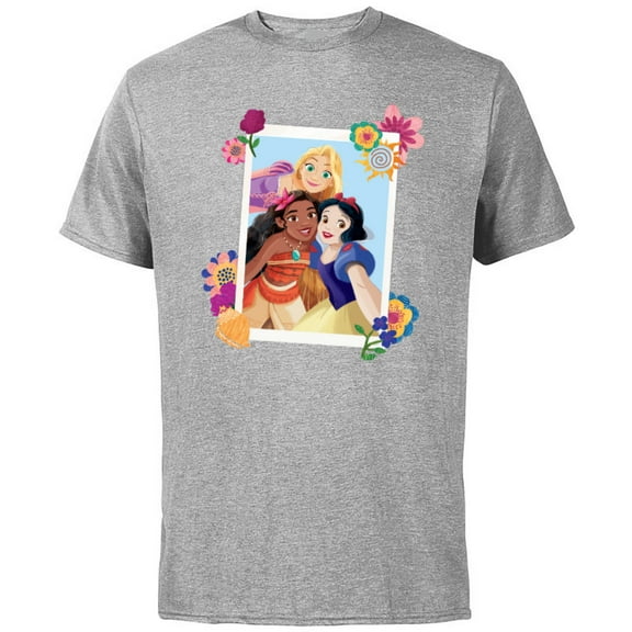 Disney Princess Rapunzel Moana Snow White Polaroid - Short Sleeve Cotton T-Shirt for Adults - Customized-Athletic Heather
