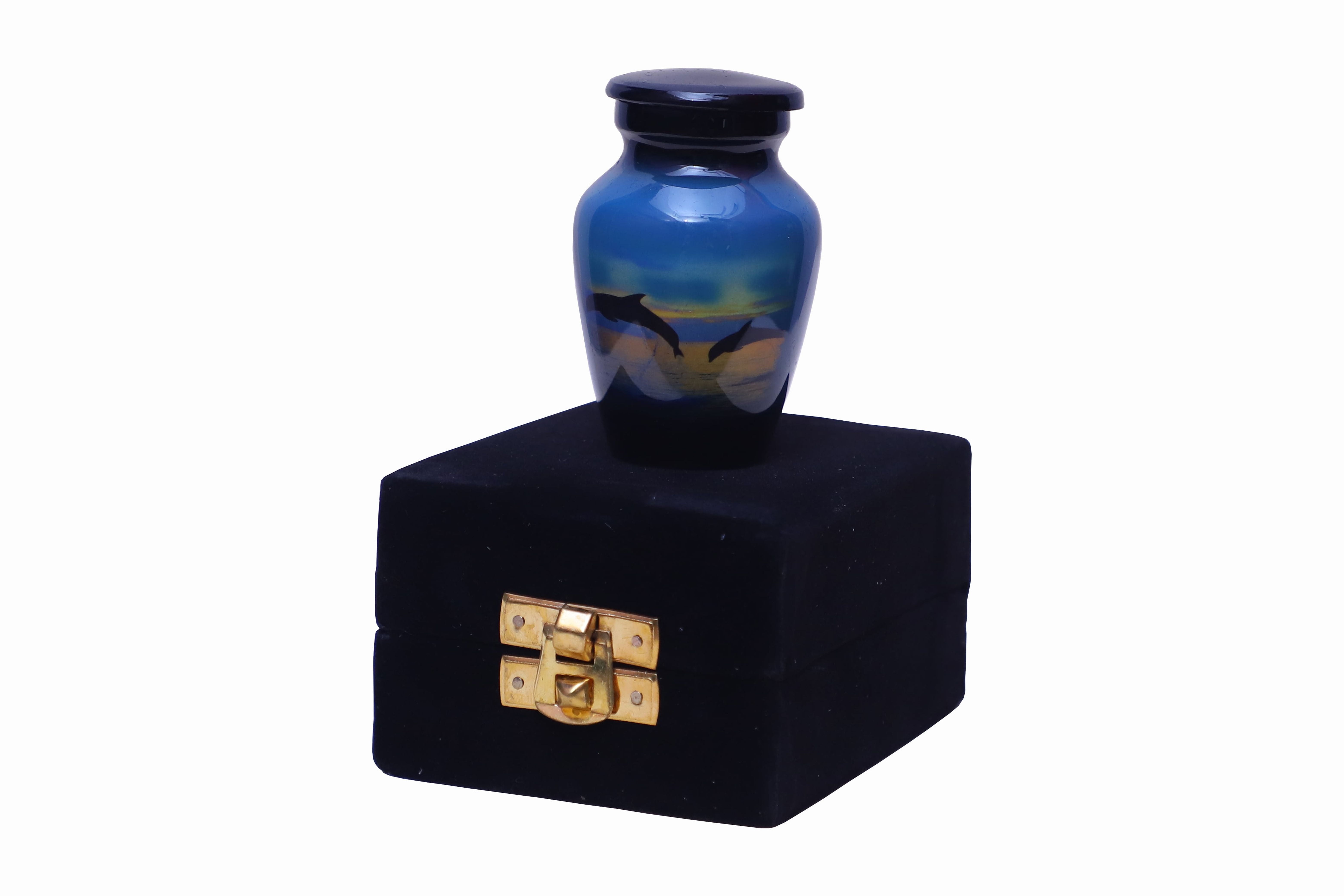 World Bazaar Dolphin Keepsake Urn for Human Ashes - Small Adult Memorial Urn with Velvet Bag, 3Lbs