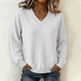 thumbnail image 5 of SSZMDLB Women Sweater Long Sleeve Loose Fit Casual Pullover Tops Solid Color Fall Winter Basic Soft Knit Blouses, White M, 5 of 6