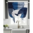 thumbnail image 5 of Navy Blue Boho Tie Up Curtains for Window, Thermal Insulated Balloon Shade Adjustable Rod Pocket Curtains Valance Panels for Kitchen Bathroom Cafe 42 x 45 White Circle Abstract Art, 5 of 6