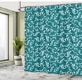 thumbnail image 4 of Ambesonne Teal Green Shower Curtain, Leaves Motif on Stripes, 69"Wx70"L, Teal and White, 4 of 4