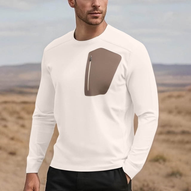 pstuiky camisetas de manga larga para hombre, Camiseta básica de cuello redondo y manga larga de color liso para hombre camisetas de hombre m