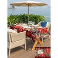 thumbnail image 4 of Outdoor Tablecloth with Umbrella Hole and Zipper, Christmas Red Check Rectangle Table Cloth 60x120 Inch Waterproof Tablecloth, Poinsettia Xmas Flower Snowflake Berry Picnic Table Cover for Patio, 4 of 7