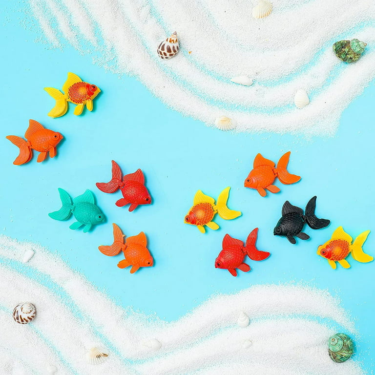 20 Pieces Artificial Aquarium Fishes Plastic Fish Realistic Artificial Moving Floating Colorful Goldfish Fake Fish Decoration Ornament for Aquarium