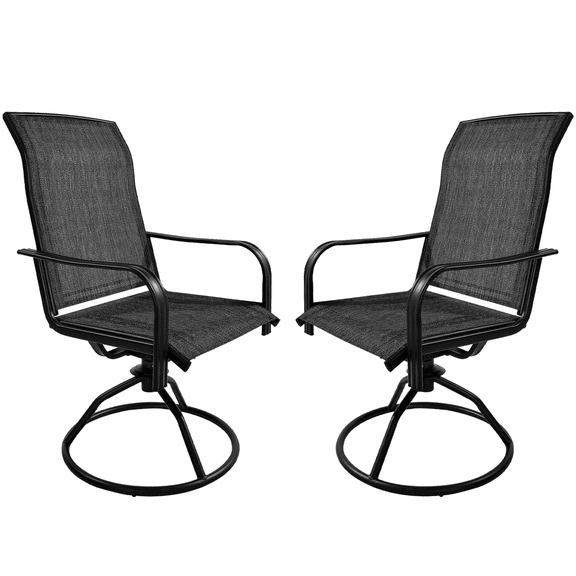 Decksplore Patio Swivel Chairs Set of 2, Outdoor High Back Dining Chairs with All Weather Textilene Fabric, Grey