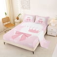 thumbnail image 2 of Erosebridal Pink Princess Crown Bed Sheets,Cartoon Cute Bowtie King Sheets For Kids Girls 4-Piece, 2 of 6