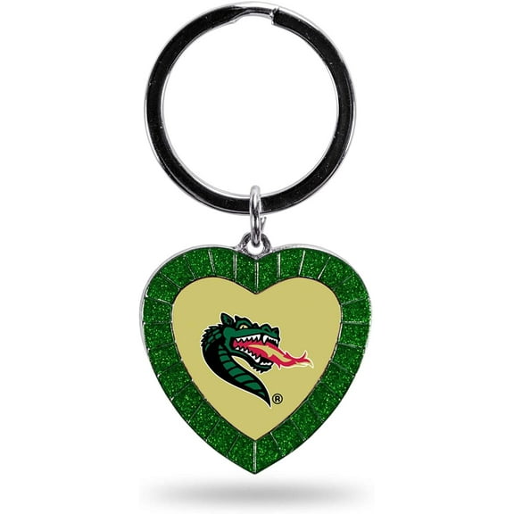 NCAA UAB Blazers NCAA Rhinestone Heart Colored Keychain, Green, 3-inches in length