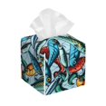 thumbnail image 1 of Balery Colorful Fishing Baits Porta Pañuelos de Cuero con Estampado – Funda Moderna Cuadrada para Caja de Pañuelos, Dispensador 5x5x5'', 1 of 7