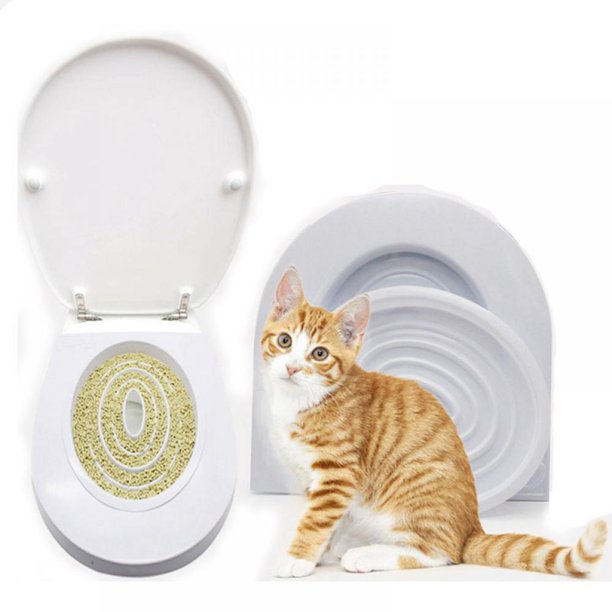 2PCS Cat Toilet Training System Kitty Toilet Trainer PVC White