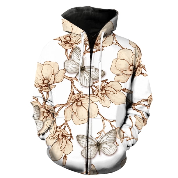 Sudadera con capucha y cremallera para hombre, diseño de mariposa de dibujos animados, estilo Harajuku, informal, de gran tamaño, genial, gran oferta 2024, divertida, de manga larga, estilo hip hop, p