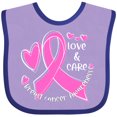 thumbnail image 3 of Inktastic Love, Care, Cure Breast Cancer Awareness Pink Ribbon Boys or Girls Baby Bib, 3 of 4