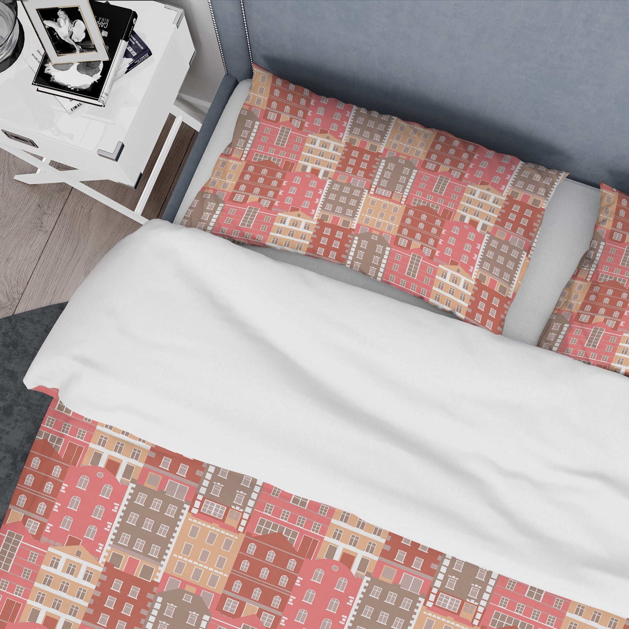 Designart 'Handdrawn Colorful Houses' Mid-Century Modern Duvet Cover Set