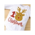 thumbnail image 6 of Qiylii Baby Girls Christmas Outfit, Letter Romper + Color Block Skirt+Headband, 6 of 9