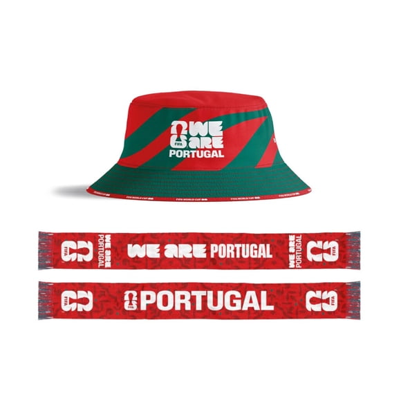 FIFA World Cup Portugal Premium Bucket Hat & Double-Sided Printed Scarf Set