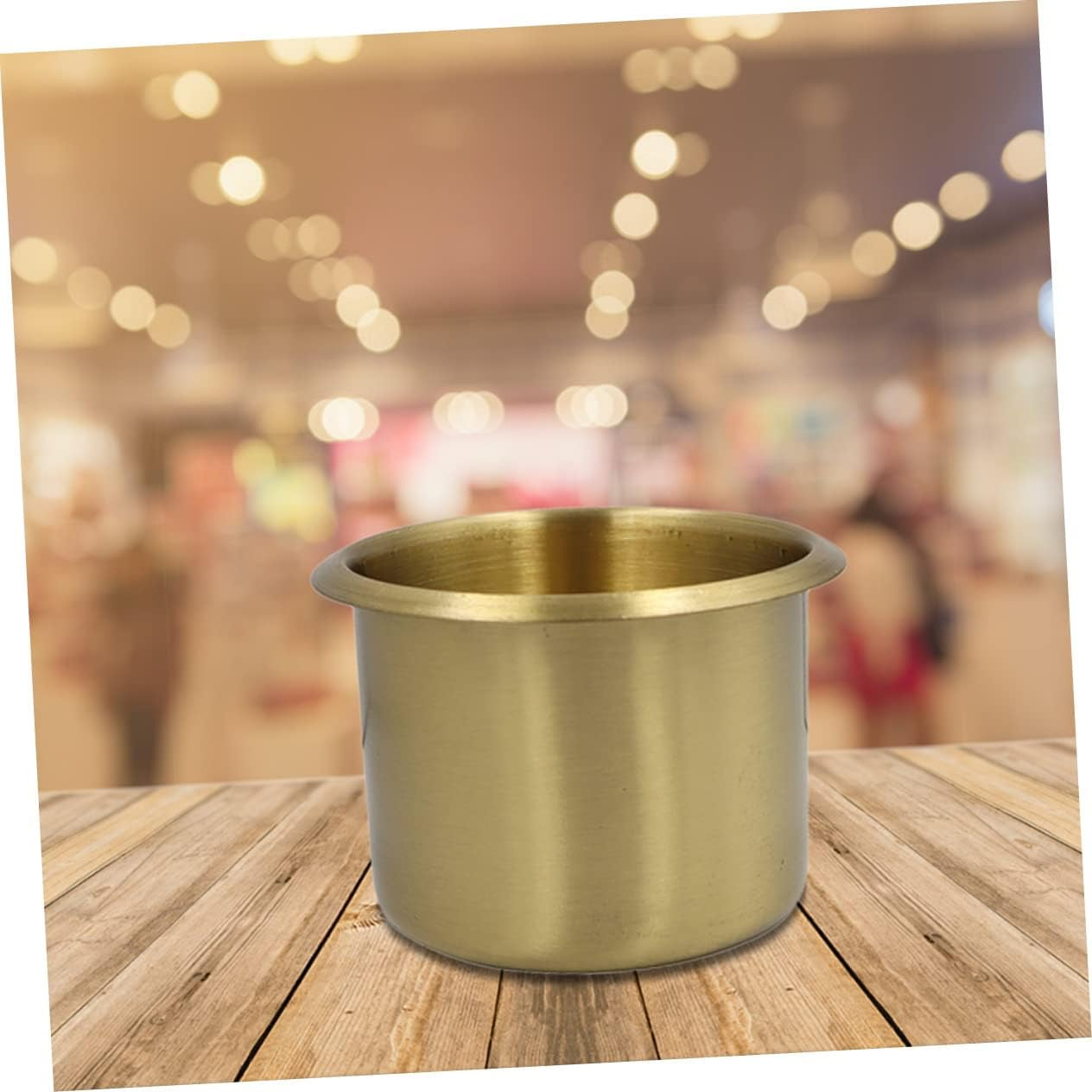 ABCISI 4pcs Copper Cup Holders for Storage, Stainless Steel with Brass Plating, Universal Drink Holders Fit Rvs Boats Cars and Trucks, 6.7*5.5cm, Gold