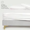 thumbnail image 3 of LINENWALAS Twin XL Fitted Sheet, 100% Bamboo Silk Sheet, 300 Thread Count, 16" Deep Pocket Bedsheet (White, Twin- XL), 3 of 9